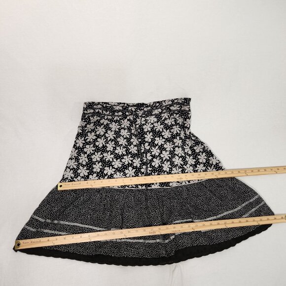 Vintage SOYA Cottagecore Flounce Black/Gray 2-Printed Skirt Size 40/8 Exc. Cond. - Picture 14 of 16